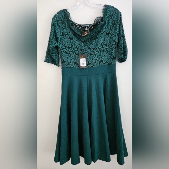 MISMAY GREEN LACE DRESS - Picture 2 of 3